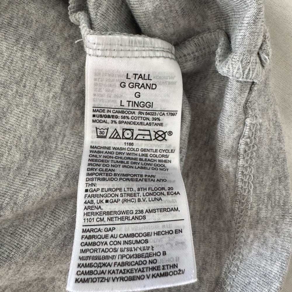 Gap Long Sleeve Modern Boatneck Tee Heather Grey L Tall - Picture 4 of 4
